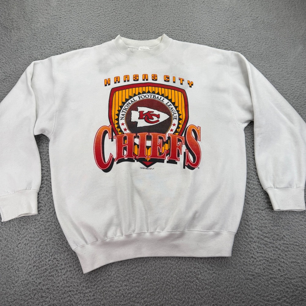 Vintage 1993 Kansas City Chiefs Tultex Sweatshirt White XL NFL Graphic Crewneck